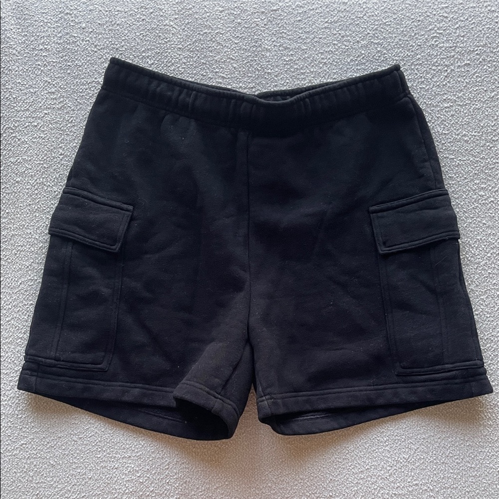 Aritzia TNA Cozy Black Sweatfleece Shorts